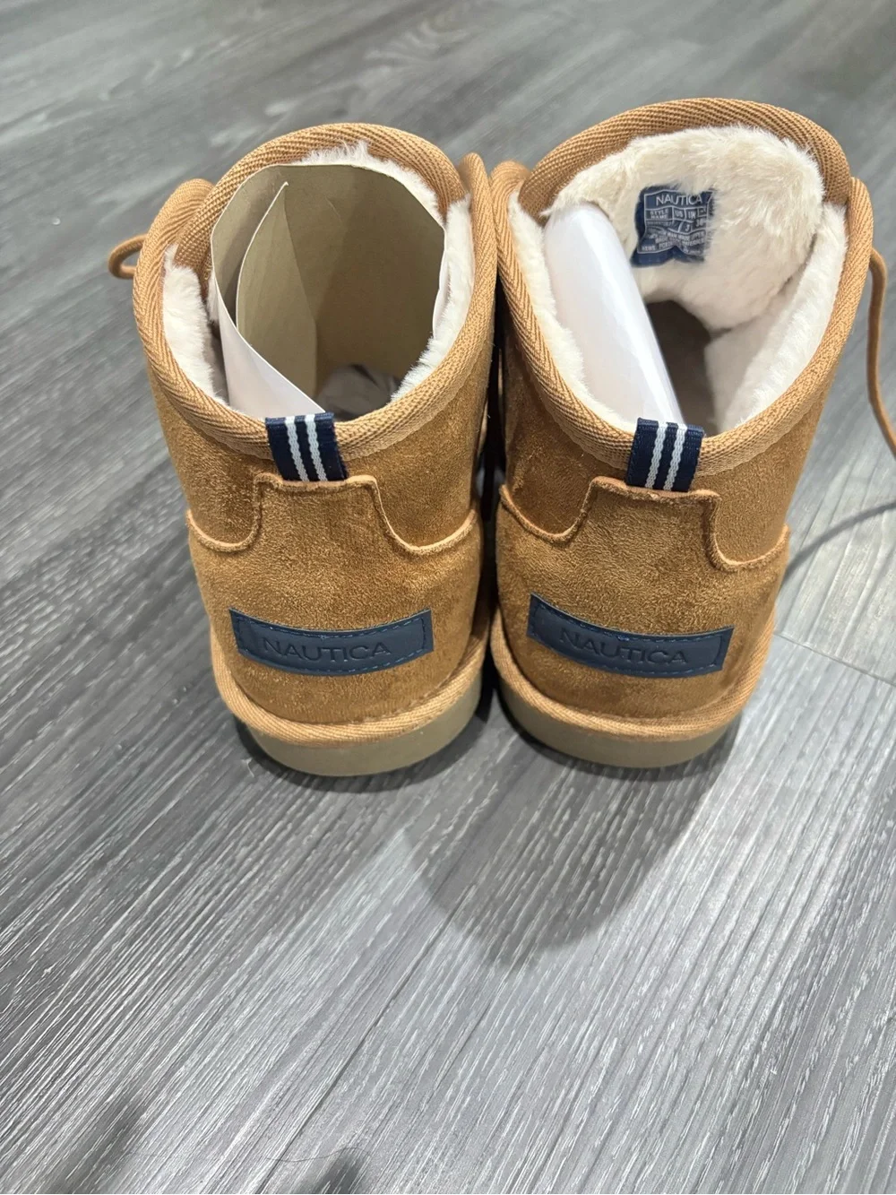 Nautica Kids Chestnut Suede Lace-Up Cozy Boots